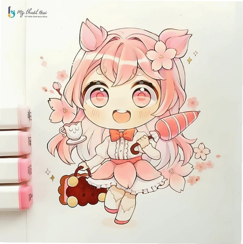 Hình ảnh nhân vật anime nam chibi dễ thương với mái tóc vuốt ngược và trang phục sành điệu
