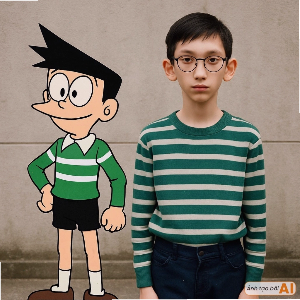 Hình ảnh Nobita được AI tái hiện chân thực như người thật
