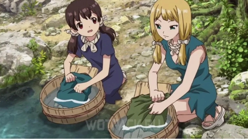 Hình ảnh tổng hợp các nhân vật và bối cảnh trong anime Tiến Sĩ Đá.