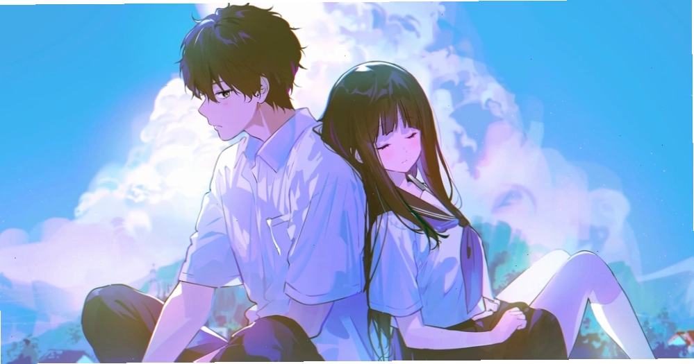 Hình cặp đôi trong anime Hyouka tạo dáng nhí nhảnh