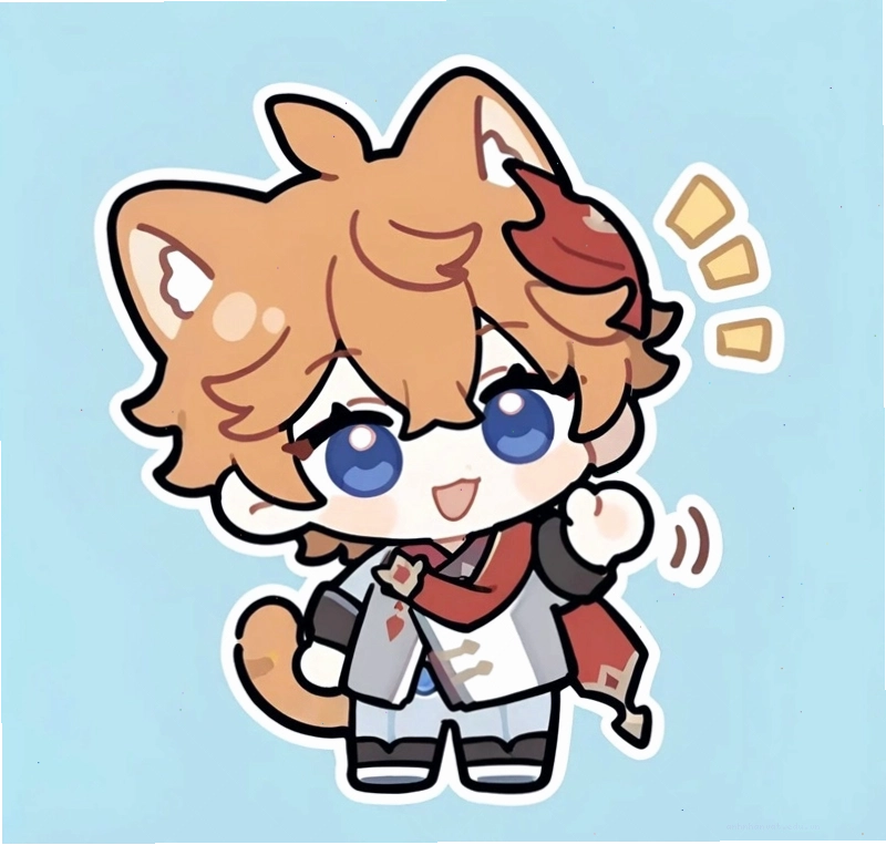 Hình chibi mèo dễ thương đang ngồi tạo dáng