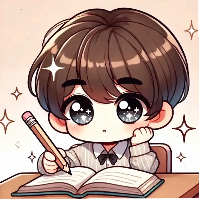 Hình chibi nam sinh cấp 2 học bài rất cute