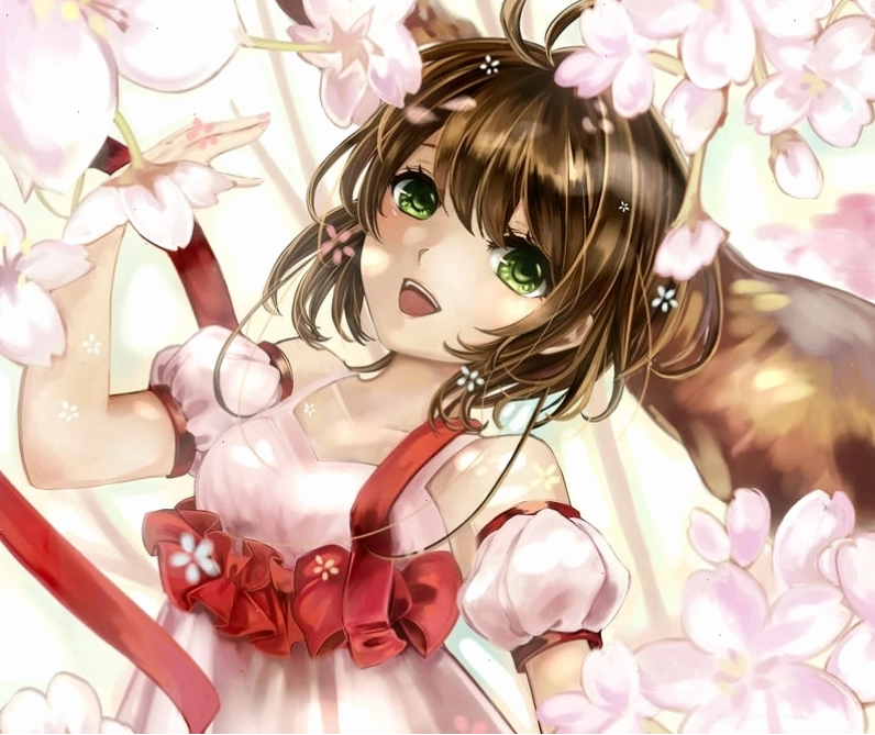 Hình cute Sakura Kinomoto anime đang thực hiện phép thuật