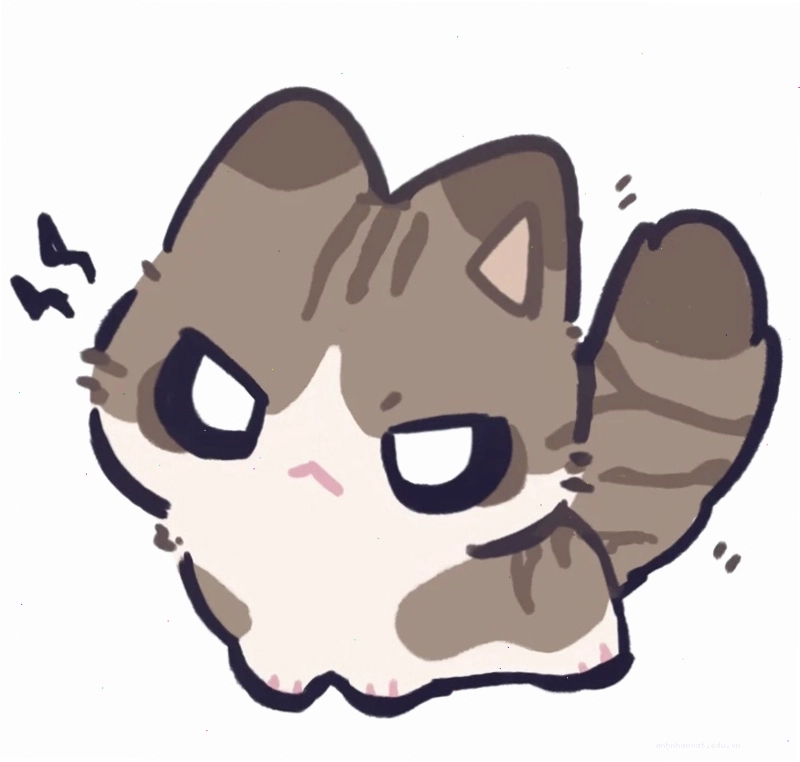 Hình mèo chibi cute đang ngồi trên cành cây