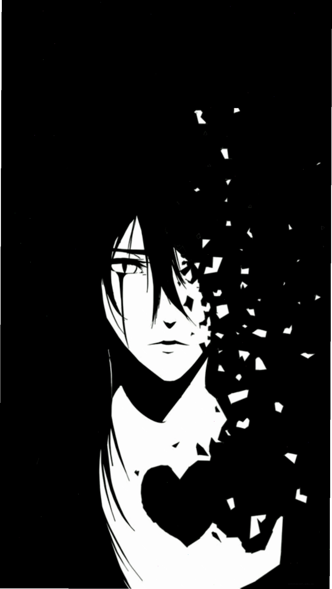 Hình nền anime đen trắng cho điện thoại với phong cách đơn giản và tinh tế