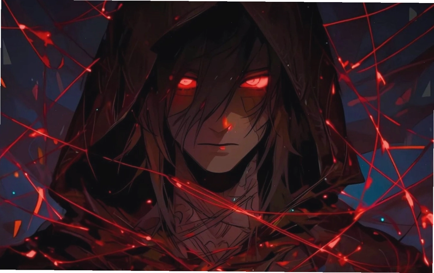 Hình nền anime nam với ánh mắt lạnh lùng và bí ẩn