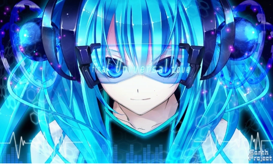 Hình nền anime nữ 3D với hiệu ứng ánh sáng rực rỡ