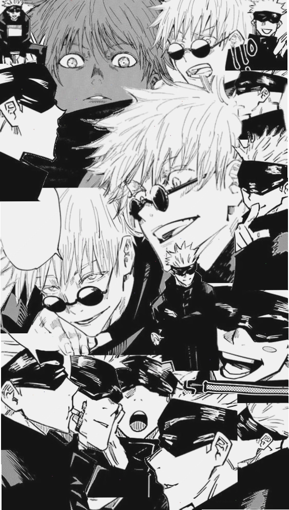 Hình nền anime trắng đen của nhân vật Gojo Satoru