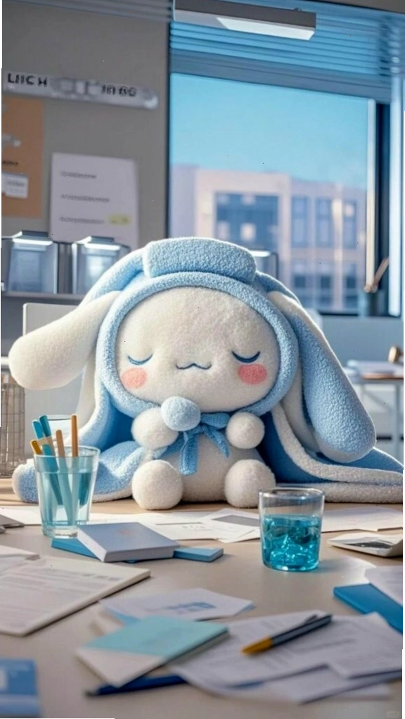 Hình nền Cinnamoroll anime cute ngủ gật bàn học