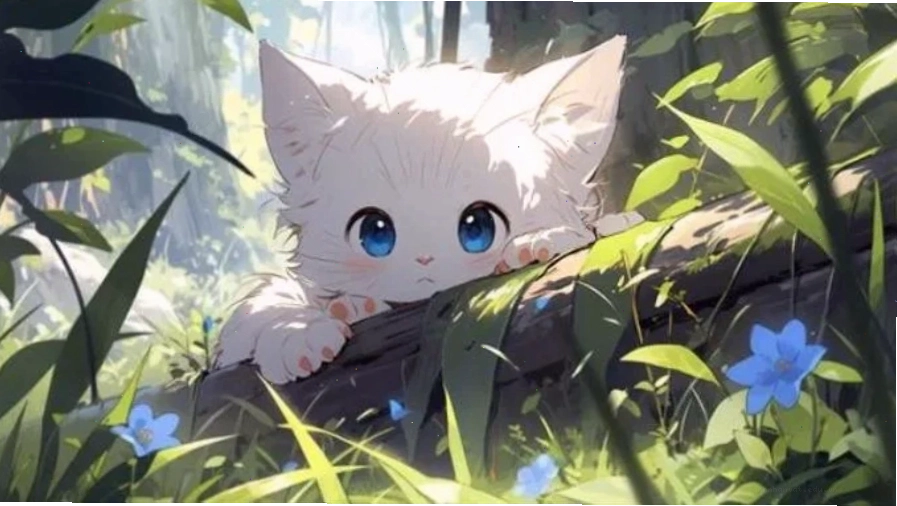 Hình nền máy tính Anime cute 3 tập trung vào hiệu ứng ánh sáng