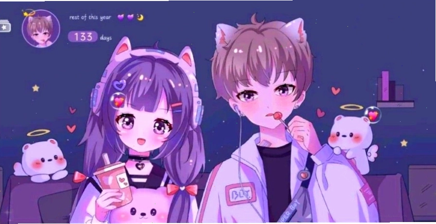 Hình nền máy tính Anime cute 4 với gam màu tươi sáng