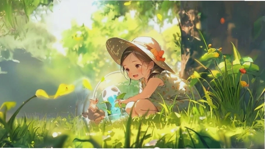 Hình nền máy tính Anime cute 7 là phong cảnh 3D huyền ảo