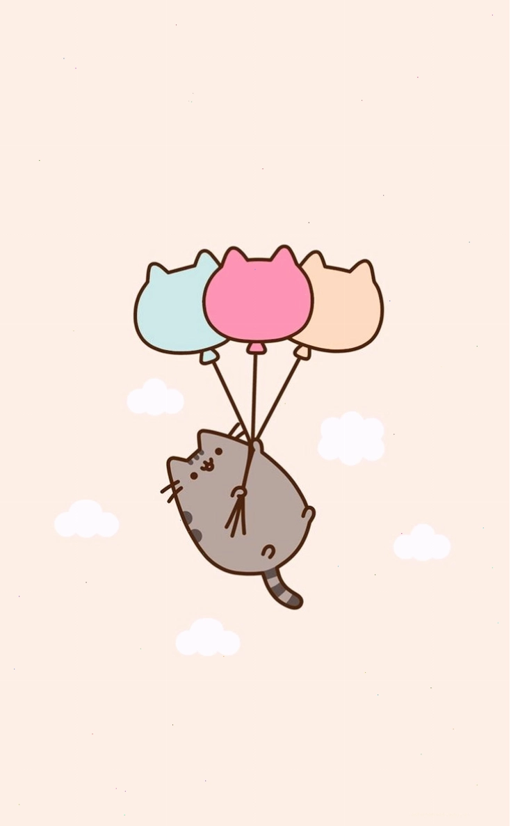 Hình nền mèo cute chibi siêu đáng yêu với tông màu hồng chủ đạo
