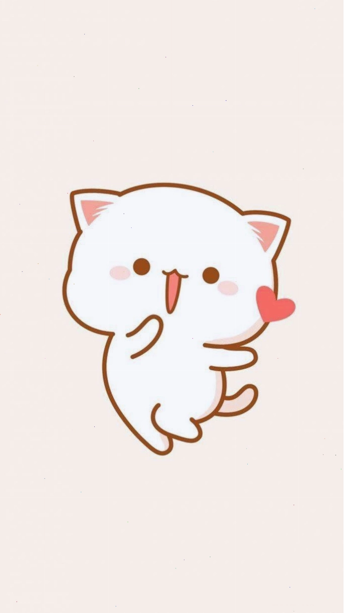 Hình nền mèo cute chibi với phong cách vẽ đơn giản nhưng ấn tượng