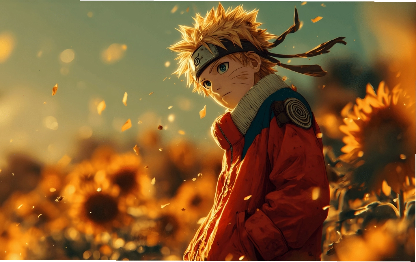 Hình nền Naruto Uzumaki dưới hoa anh đào rơi