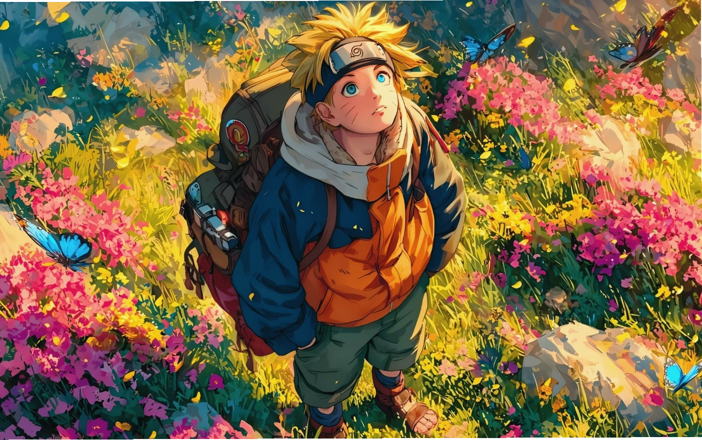 Hình nền Naruto Uzumaki nhìn lên bầu trời đầy hy vọng