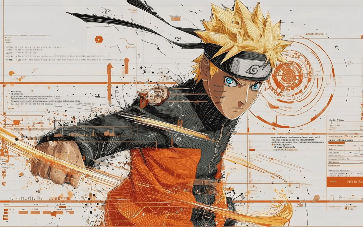 Hình nền Naruto Uzumaki phong cách phác thảo nghệ thuật