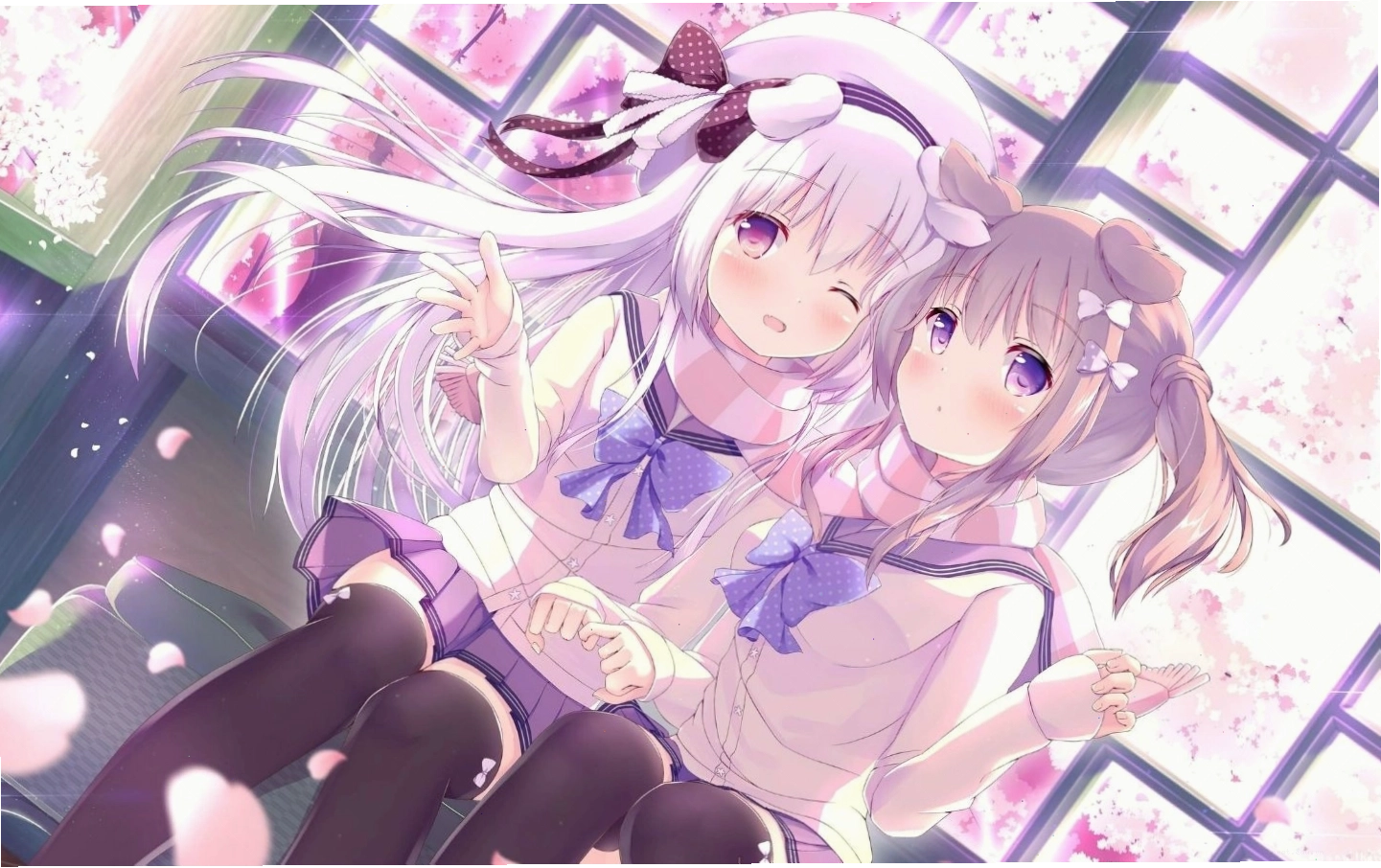 Hình nền nhân vật anime cute đáng yêu trong trang phục học sinh