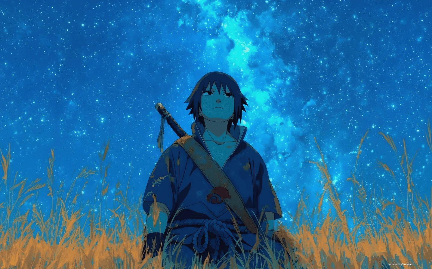 Hình nền Sasuke Uchiha 4K dưới bầu trời xanh ngắt