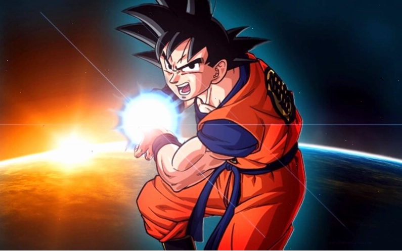 Hình nền Songoku 2K cầm quả cầu năng lượng xanh