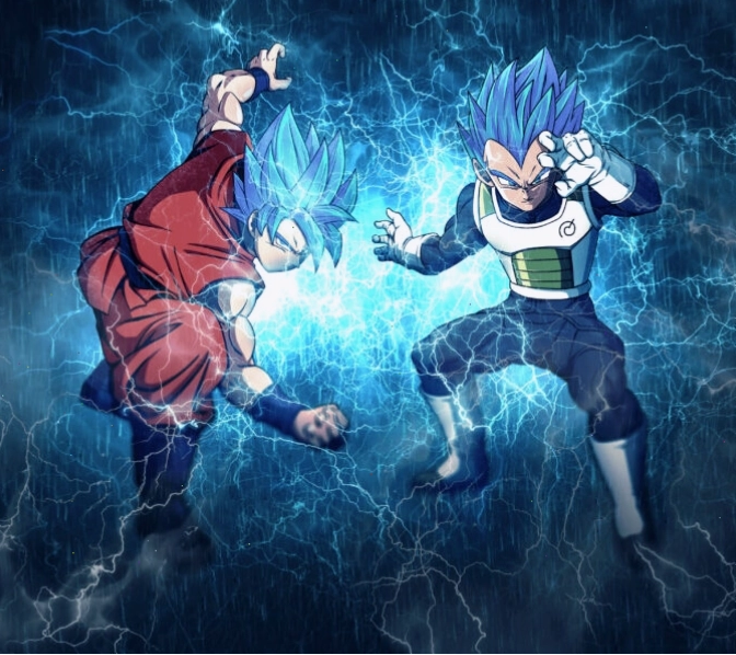 Hình nền Songoku 2K với hiệu ứng sấm sét xanh bao quanh