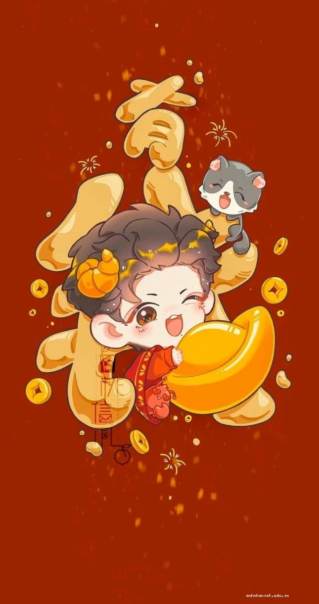 Hình nền Tết anime chibi dễ thương