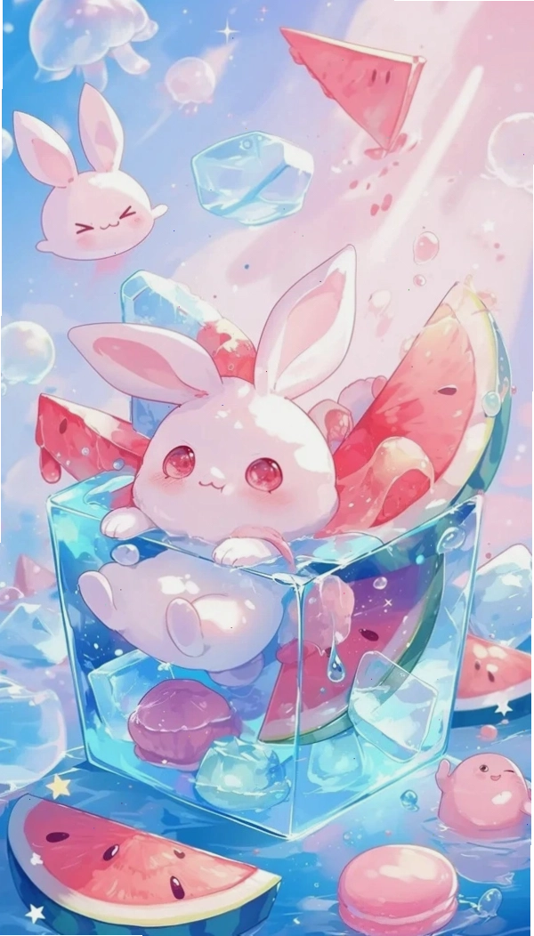 Hình nền thỏ chibi dễ thương cho điện thoại