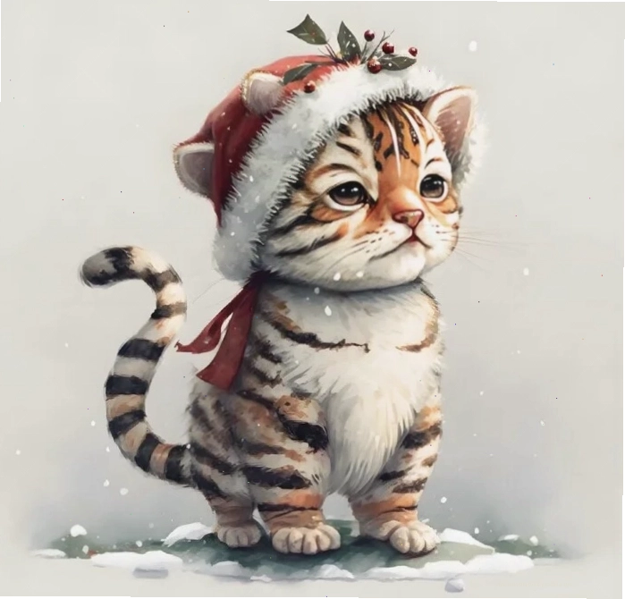Hổ con cute chibi đang vươn vai