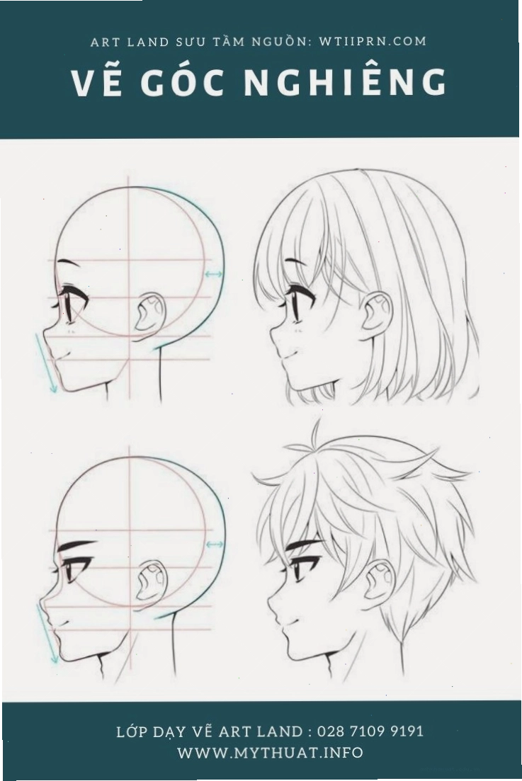 Hướng dẫn cách vẽ anime góc nghiêng chi tiết