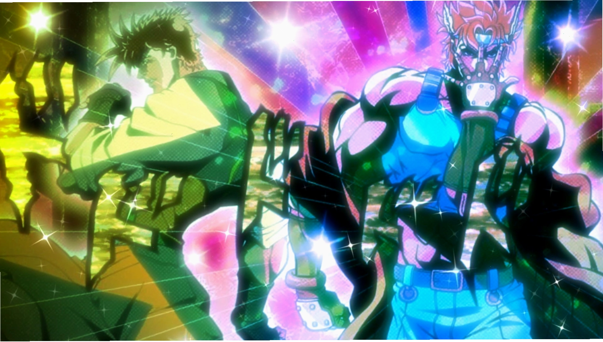 Joseph Joestar và Caesar Zeppeli trong các tư thế kinh điển
