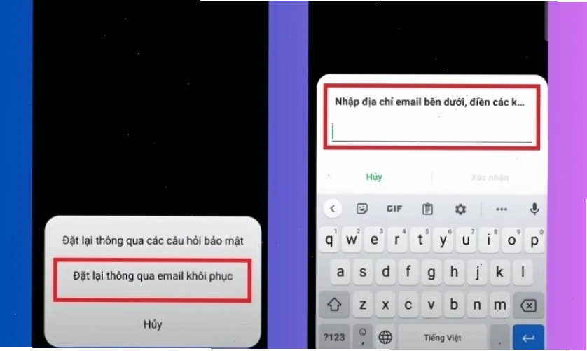 Khôi phục mật khẩu vùng riêng tư bằng email