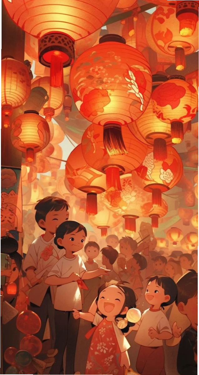 Làm mới màn hình điện thoại với hình nền Tết đèn lồng anime