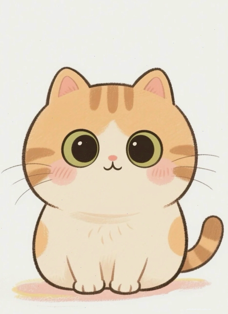 Mèo béo cute chibi đang nằm thư giãn