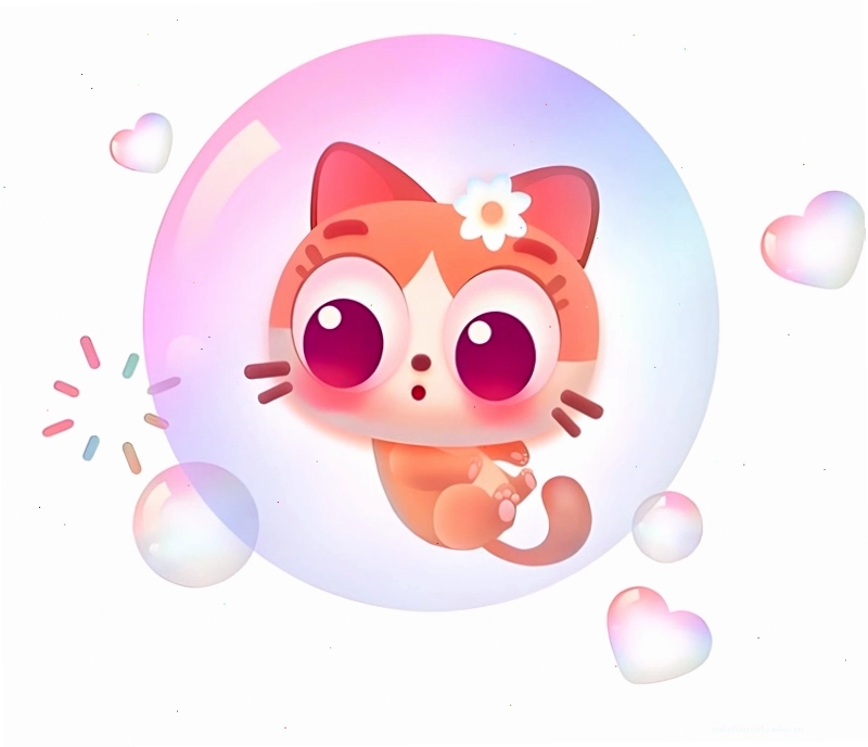 Mèo cute chibi với bộ lông màu xám tro