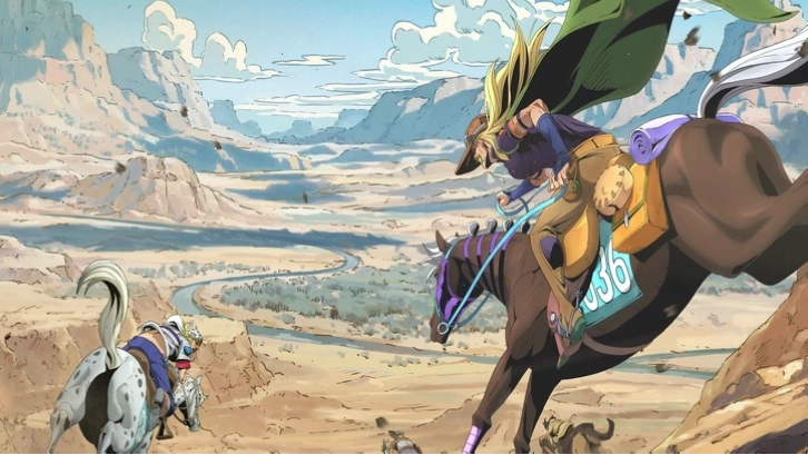 Một cảnh hành động trong Steel Ball Run