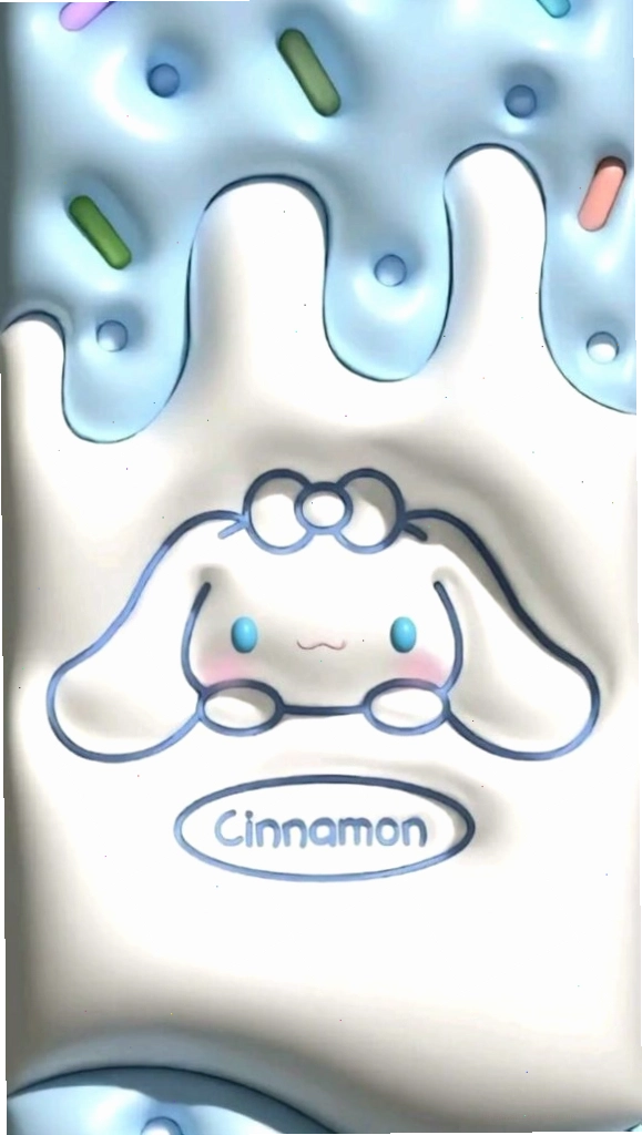 Nền kem tan chảy với bé Cinnamoroll trắng nằm ngoan