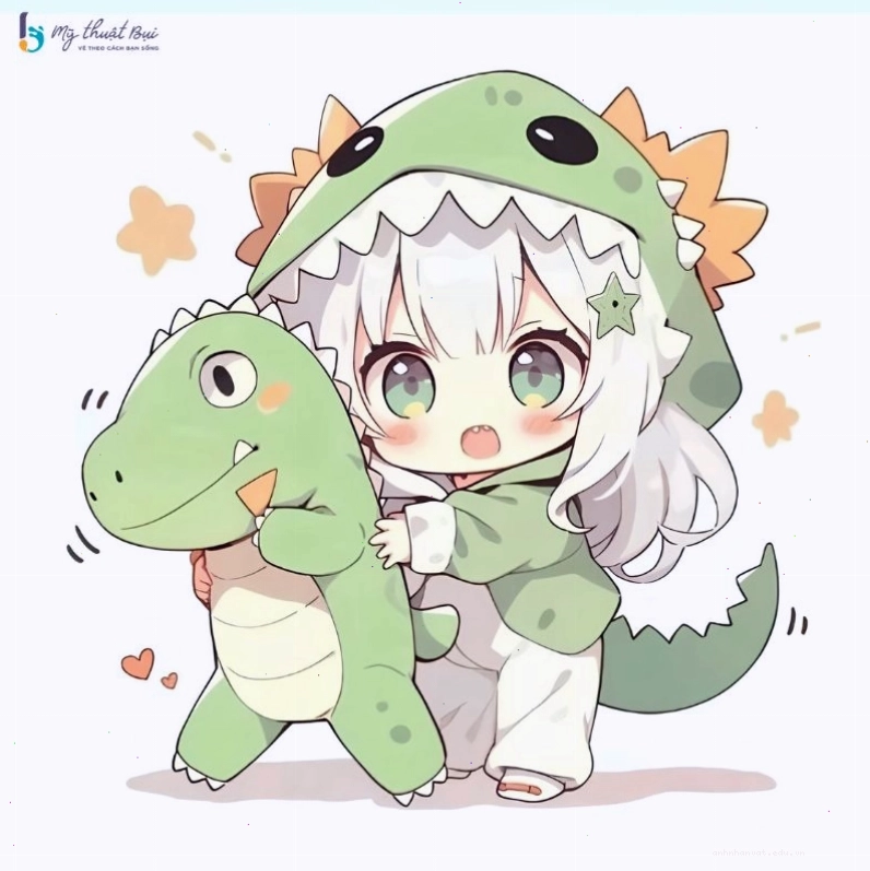 Nhân vật anime chibi với trang phục mùa hè tươi mát