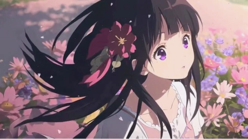 Nhân vật anime nữ với biểu cảm nghiêm túc và trang phục ấn tượng