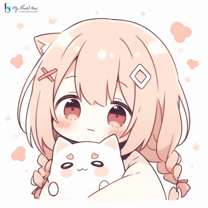 Nhân vật anime nữ với đôi mắt to tròn và mái tóc dài óng ả