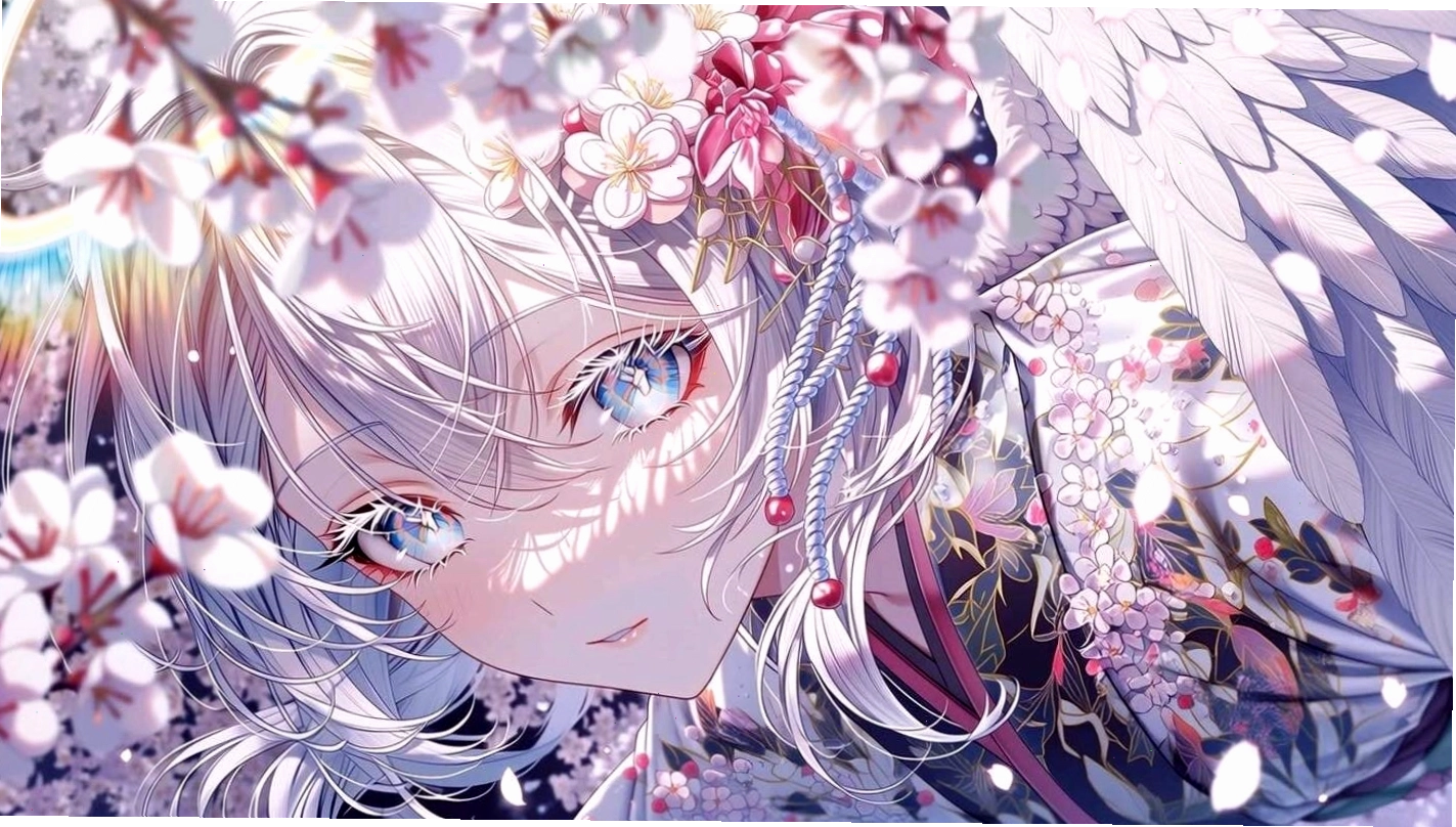 Nhân vật anime nữ với tông màu xanh và xám chủ đạo