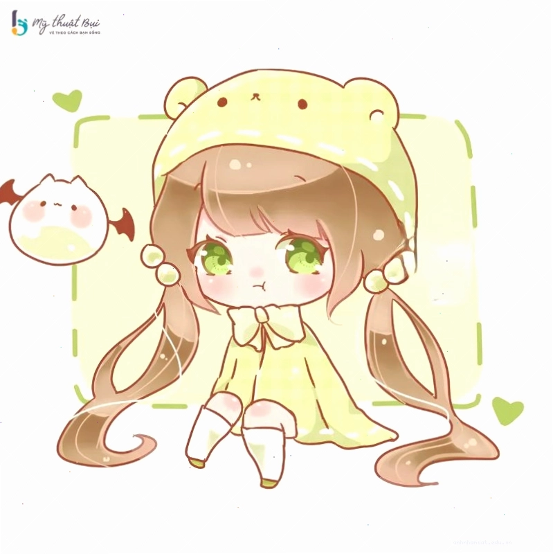 Nhân vật chibi đang đọc sách một cách chăm chú