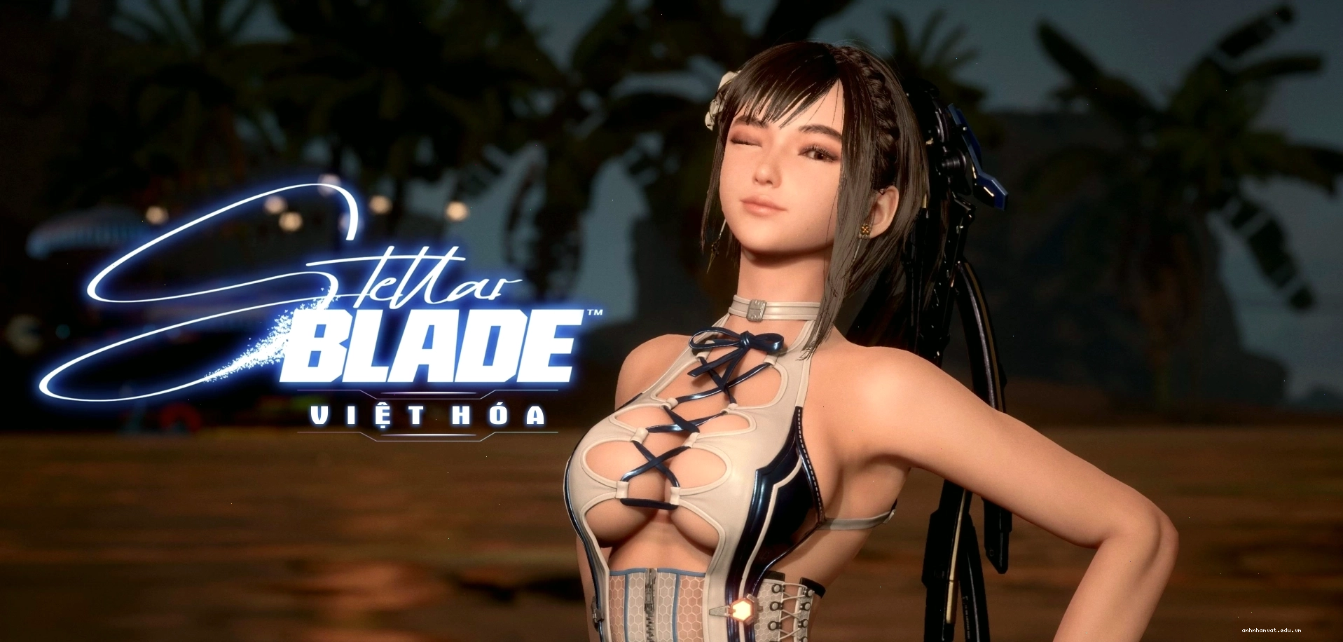 Nhân vật Eve trong Stellar Blade với bộ trang phục chiến đấu ấn tượng
