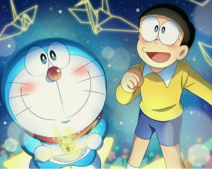 Nobita đang chơi đùa cùng bạn bè, cho thấy mối liên hệ xã hội của cậu bé