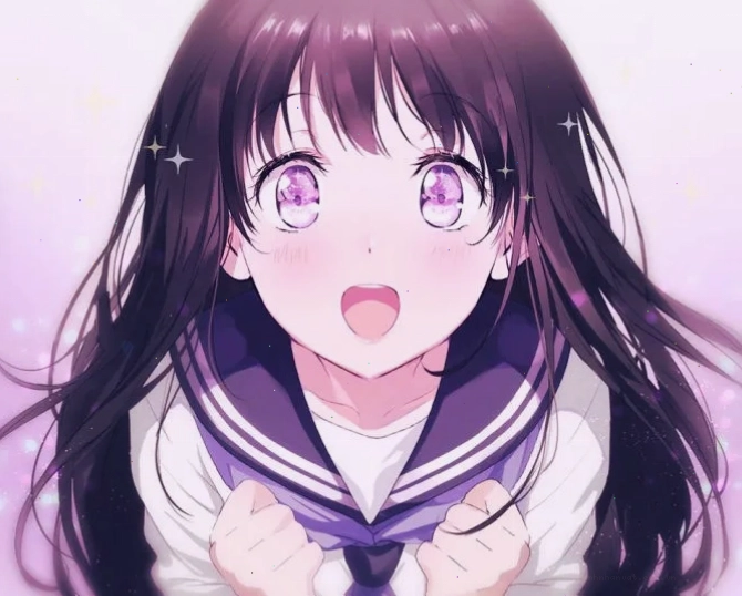 Nữ nhân vật anime xinh đẹp với đôi mắt to tròn