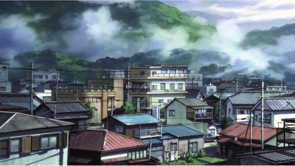 Phông nền u ám trong anime Aku no Hana, tạo không khí căng thẳng