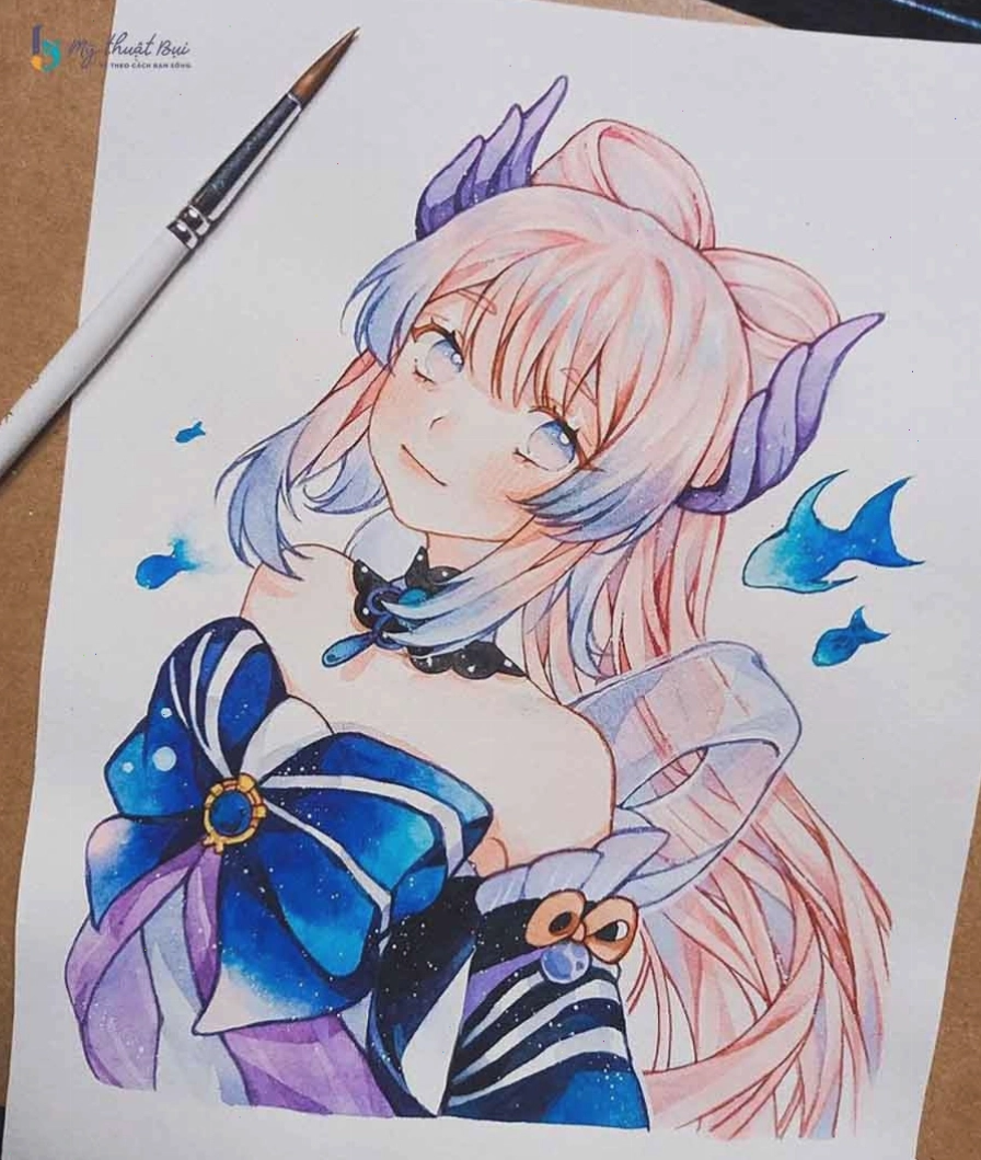 Sử dụng màu sắc tương phản để tạo điểm nhấn cho tranh anime nữ ngầu