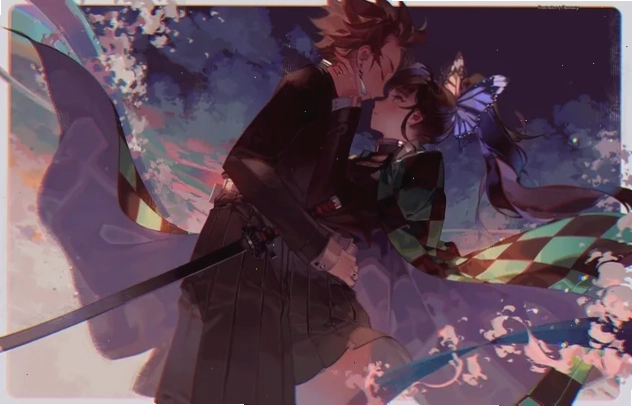 Tanjiro và Kanao trong khoảnh khắc lãng mạn từ Kimetsu no Yaiba
