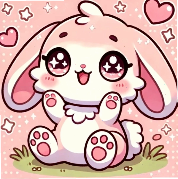 Thỏ chibi với phong cách vẽ hiện đại và màu sắc tươi tắn