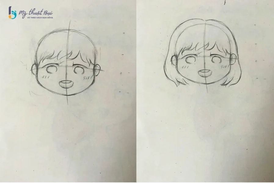 Tô vẽ chi tiết mái tóc cho nhân vật chibi