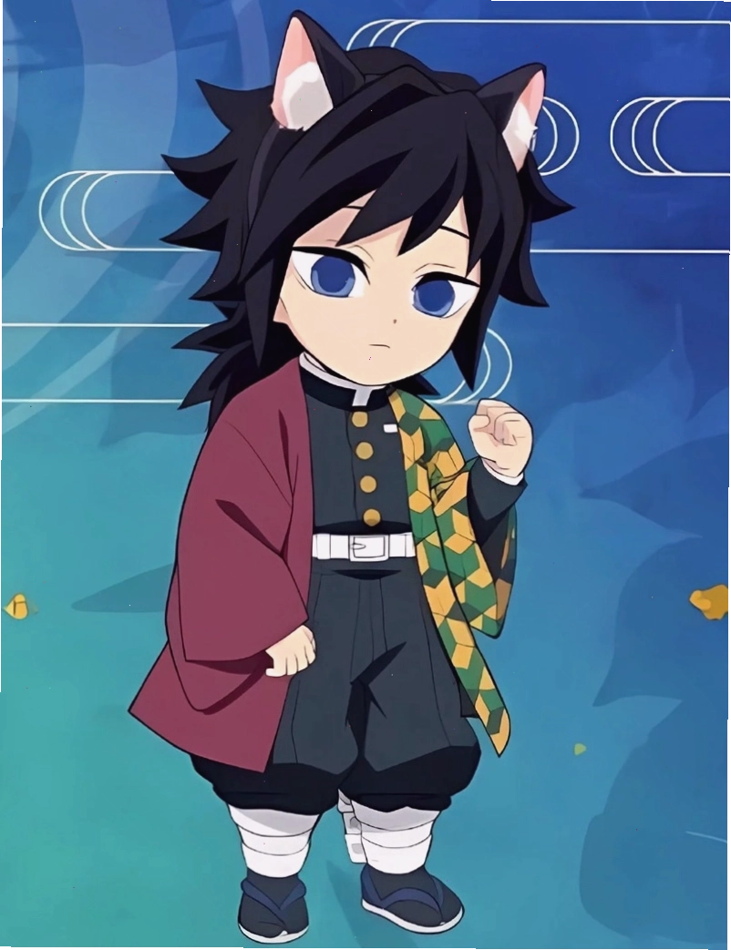 Tomioka Giyuu chibi với biểu cảm ngộ nghĩnh